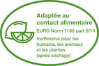 Adaptée au contact alimentaire - EURO Norm 1186 part 5/14 - Inoffensive pour les humains, les animaux et les plantes (après séchage)